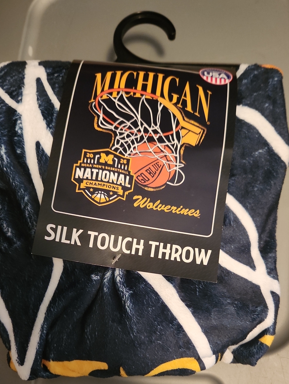 Northwest Michigan Wolverines Navy Blue White Gold Silk Touch Throw